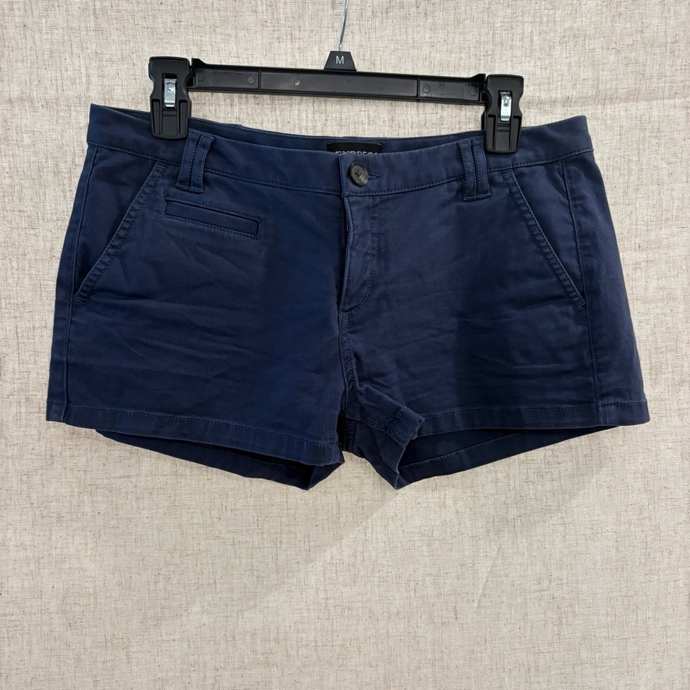 Y2K Low Rise Navy Cotton Shorts EXPRESS